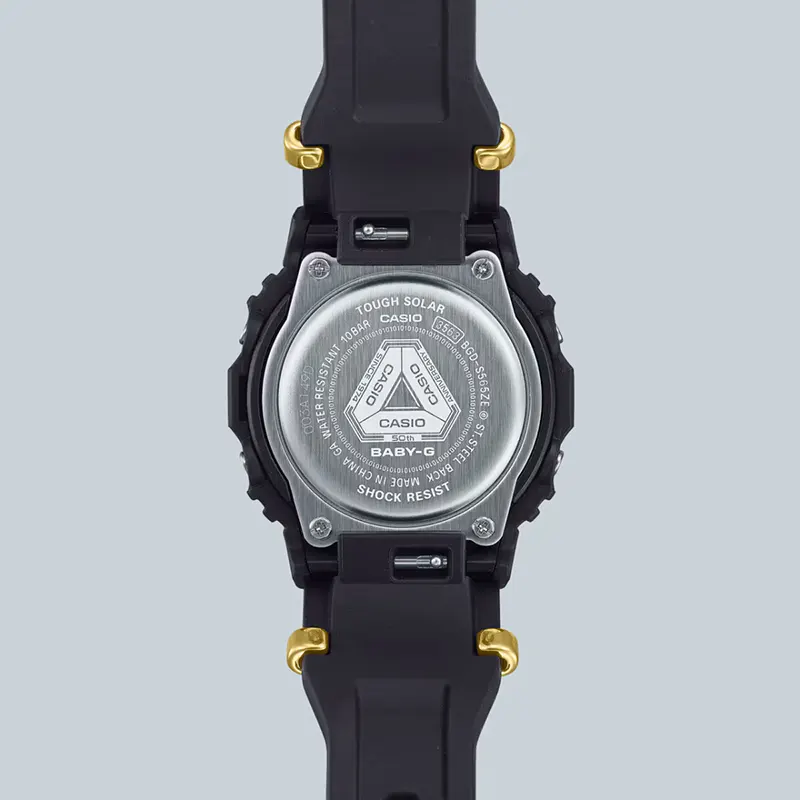 Casio Baby-G 50th Anniversary Tough Solar Black & Gold Ladies Watch- BGD-S565ZE-1